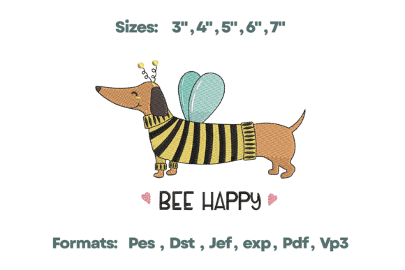 Bee Happy Dachshund Dog Embroidery: A Playful Branding Pick-Me-Up