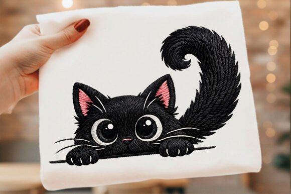 Funny Black Cat Embroidery Illustration Review