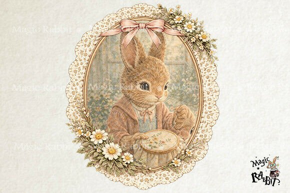 Vintage Bunny Hand Embroidery PNG Review