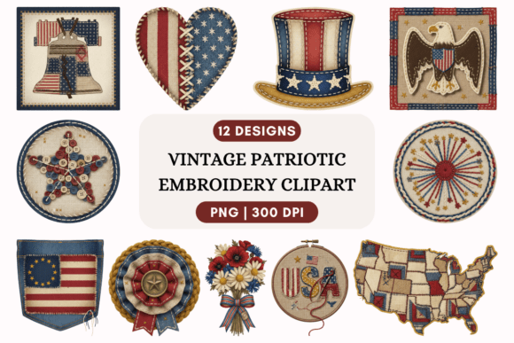 Vintage Patriotic Embroidery Clipart Review